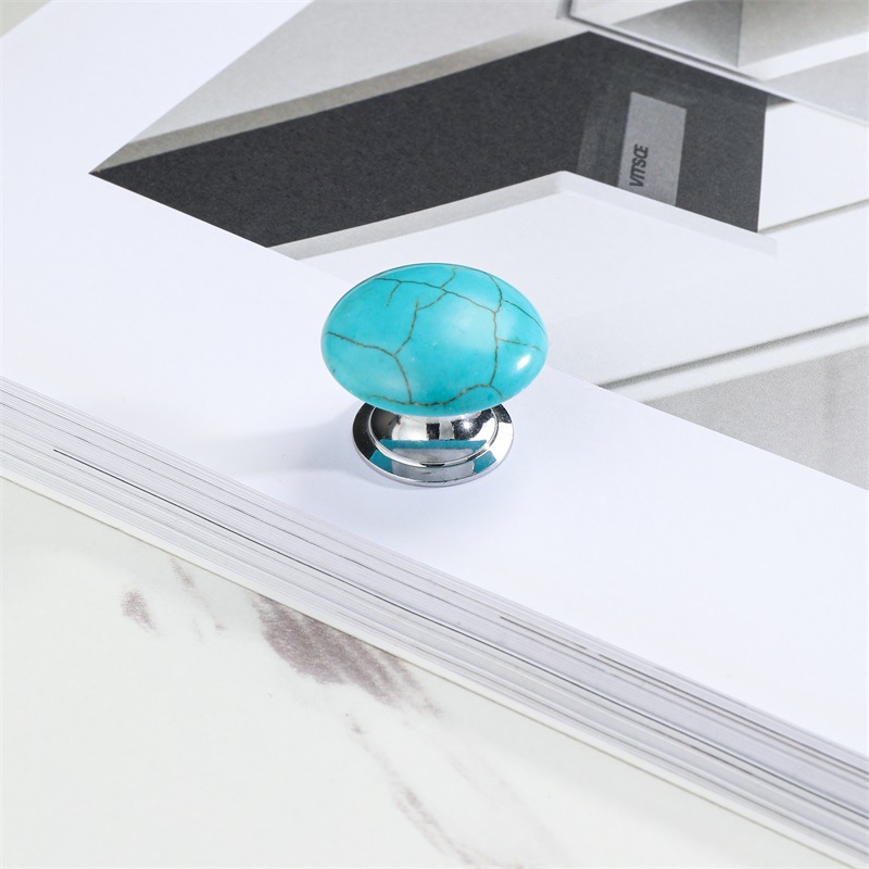 Unique Furniture Hardware - Natural Turquoise Cabinet Drawer Door Handle