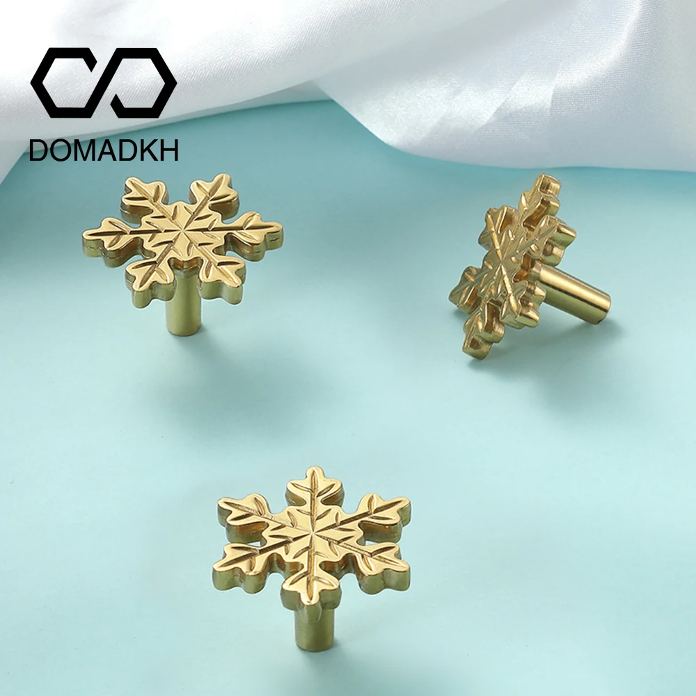 Unique Furniture Hardware - Snowflake Brass Cabinet Door Knobs Unique