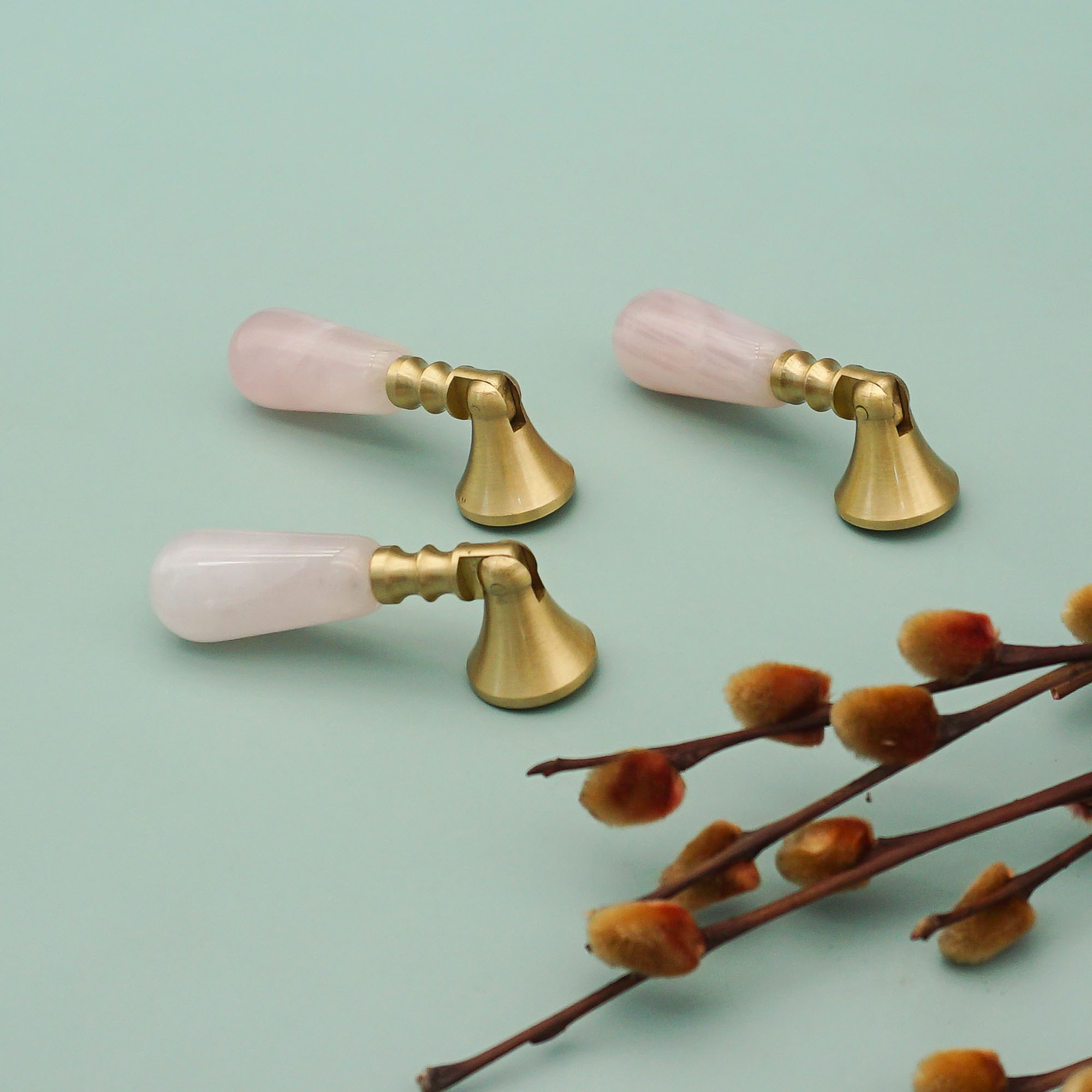 Pink Crystal + Brass Door Knob - Furniture Hardware Drop Pulls review and price