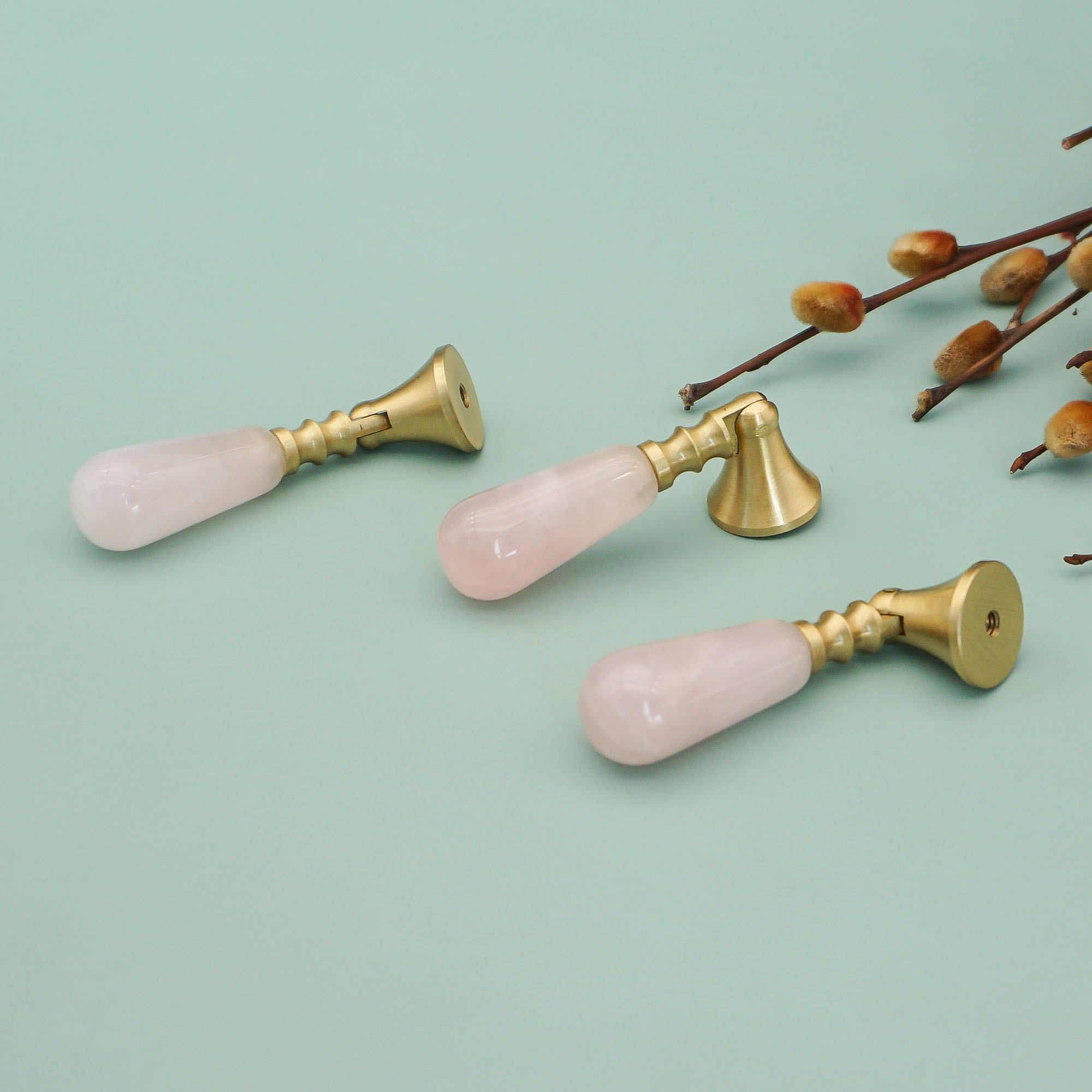 Pink Crystal + Brass Door Knob - Furniture Hardware Drop Pulls review and price